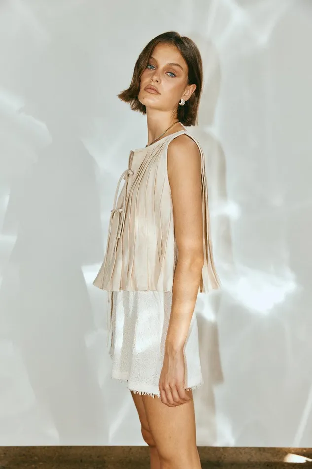 VRG GRL Valeria Linen Top Oatmeal Women Sets VRG GRL Valeria Linen Top Oatmeal Women Sets