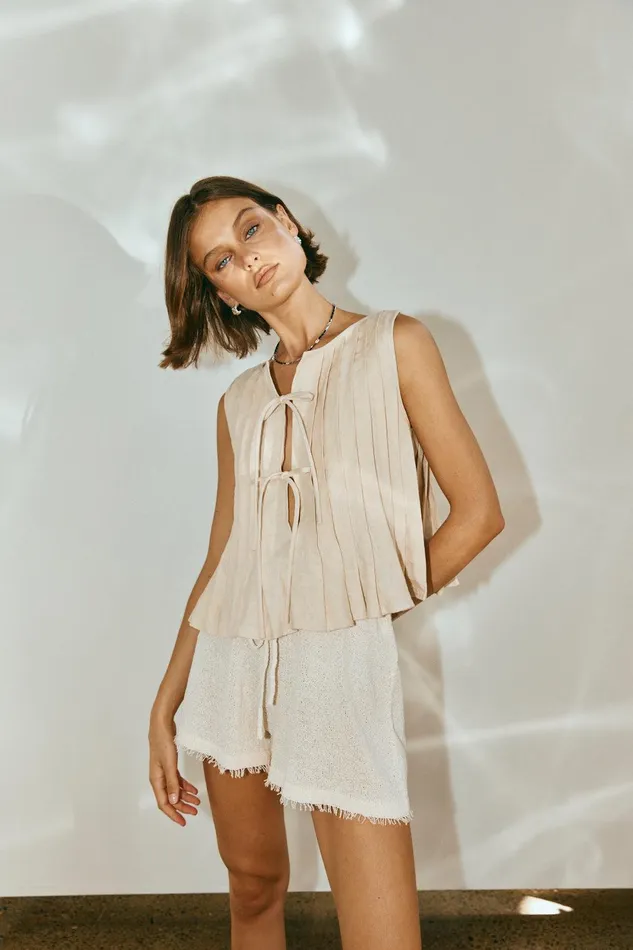 VRG GRL Valeria Linen Top Oatmeal Women Sets VRG GRL Valeria Linen Top Oatmeal Women Sets