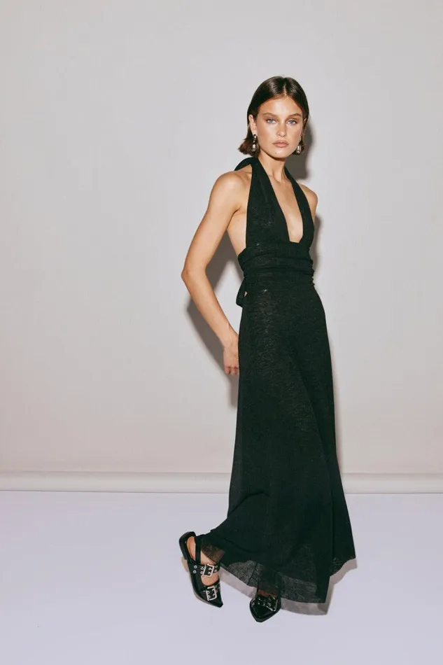 VRG GRL When In Italy Halter Midi Dress Black Women MidiMaxi Dresses