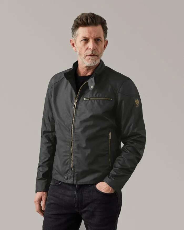 Waxed Jackets Men Belstaff Ariel Motorcycle Jacket Black