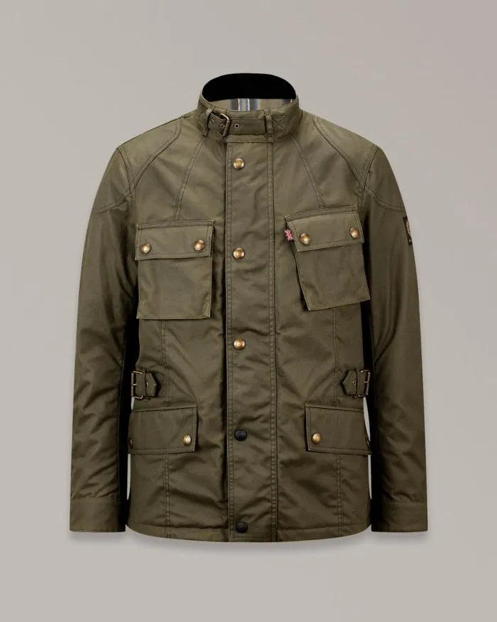 Waxed Jackets Men Belstaff Crosby Motorcycle Jacket Forest Green