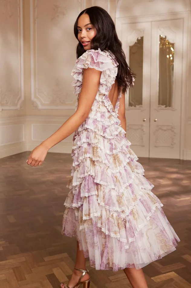 Wisteria Ruffle Lace Ballerina Dress Multi Women Needle and Thread Dresses
