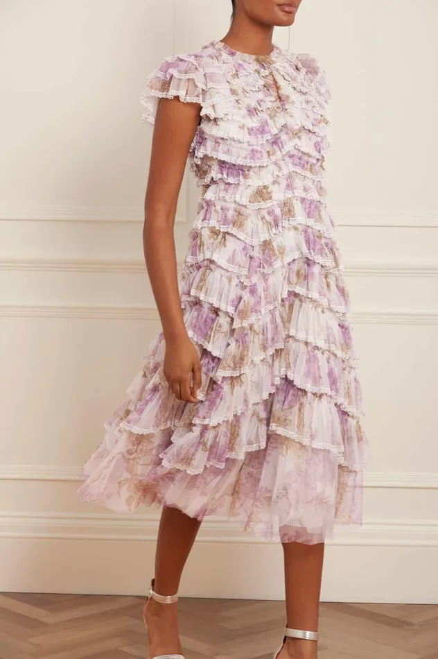 Wisteria Ruffle Lace Ballerina Dress Multi Women Needle and Thread Dresses