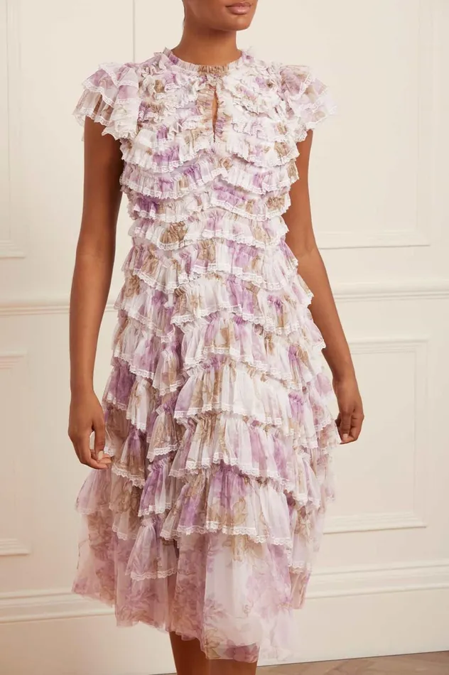 Wisteria Ruffle Lace Ballerina Dress Multi Women Needle and Thread Dresses