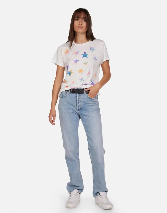 Wolf Rainbow Stars Milk Women039s Lauren Moshi Short Sleeve