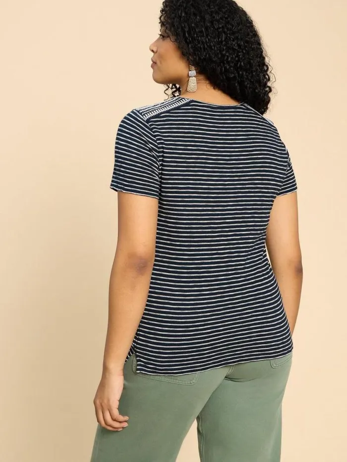 Women ABBIE EMBROIDERED STRIPE TEE Ivory Multi White Stuff Tops and Tees Women ABBIE EMBROIDERED STRIPE TEE Ivory Multi White Stuff Tops and Tees