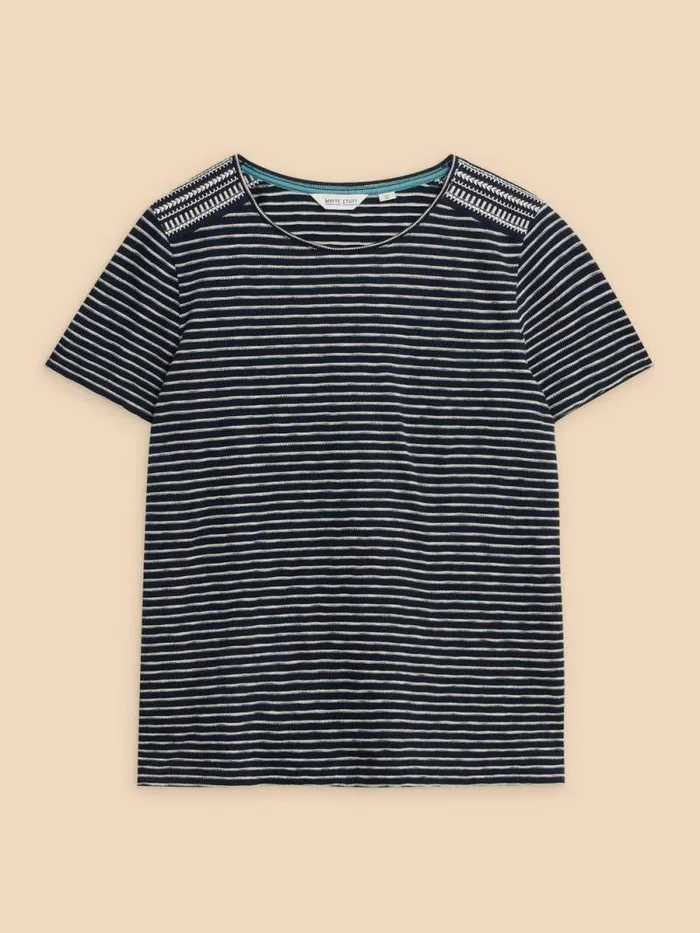 Women ABBIE EMBROIDERED STRIPE TEE Ivory Multi White Stuff Tops and Tees Women ABBIE EMBROIDERED STRIPE TEE Ivory Multi White Stuff Tops and Tees