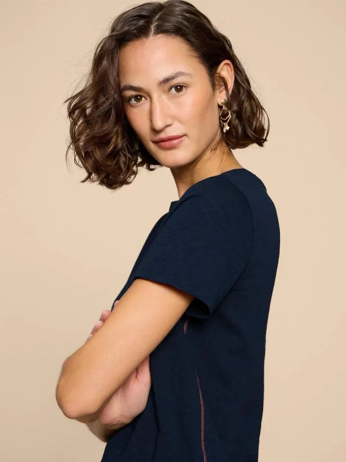 Women ABBIE TEE Dark Navy White Stuff Shirts and Blouses