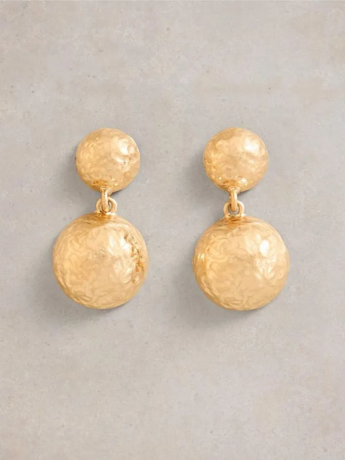 Women ABELIA EARRING Gold Tone Metallic White Stuff Jewellery