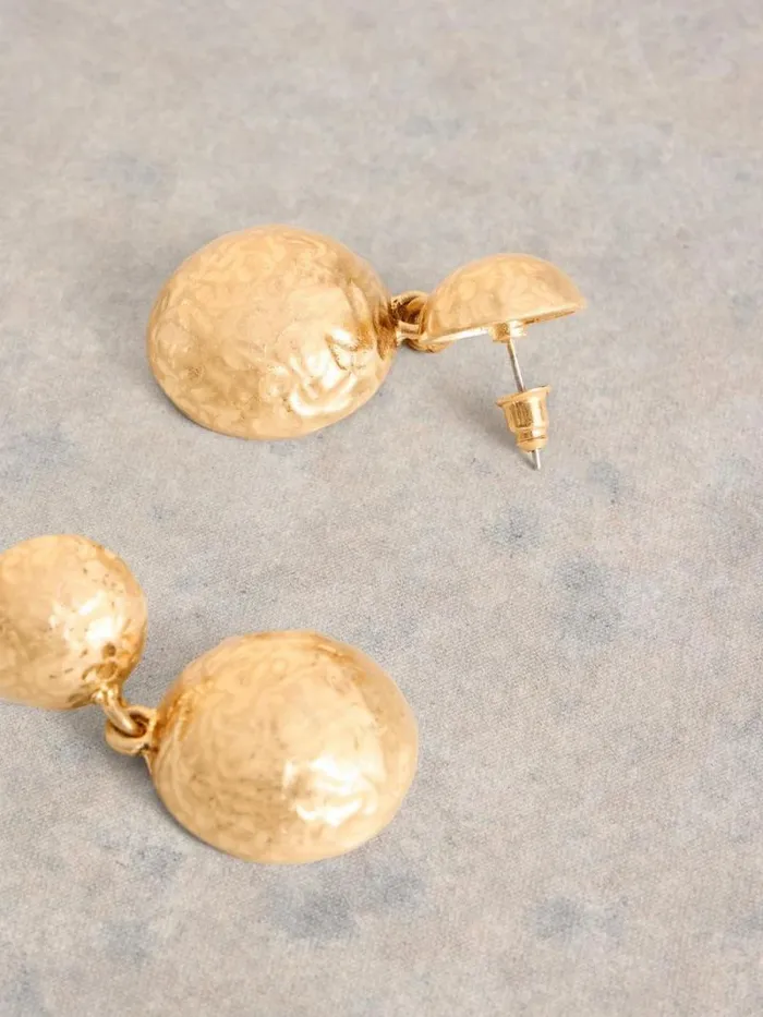Women ABELIA EARRING Gold Tone Metallic White Stuff Jewellery