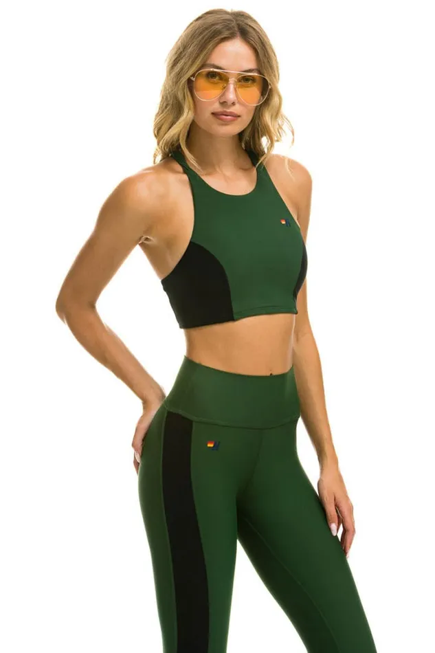 Women Activewear Aviator Nation COLOR BLOCK RACER SPORTS BRA 8211 FOREST
