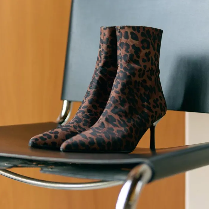 Women Ankle Boots With Pointed Toes Leopard JONAK Ankle Boots Lowboots