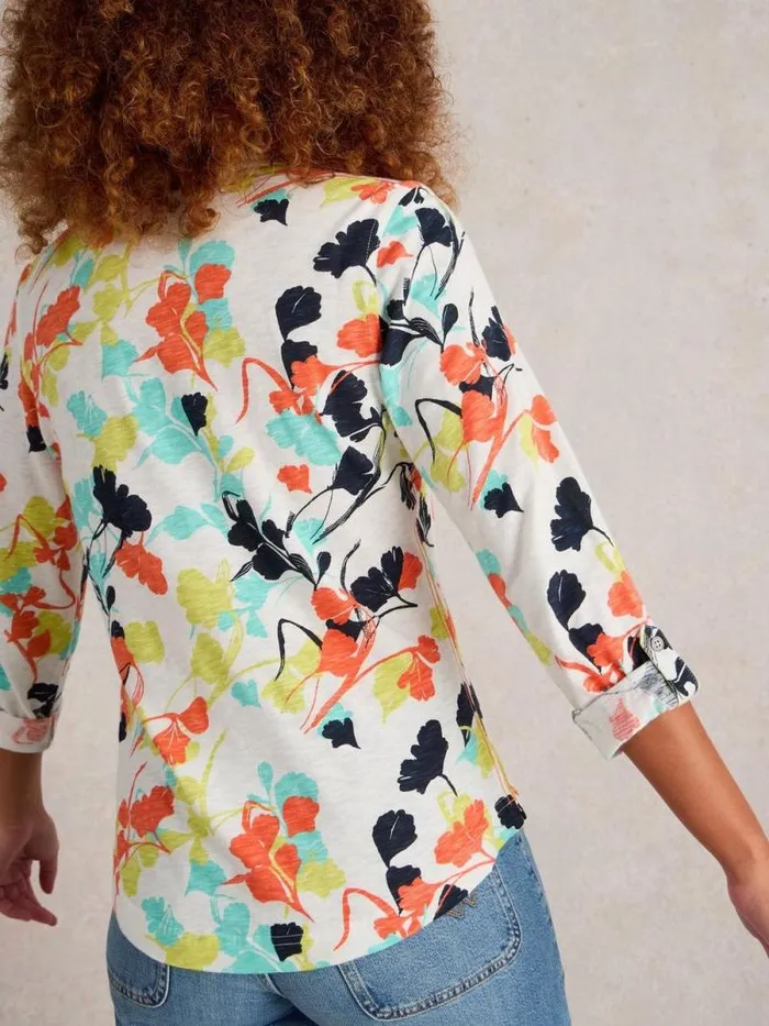 Women ANNIE MID SLEEVE JERSEY SHIRT Ivory Print White Stuff Shirts and Blouses