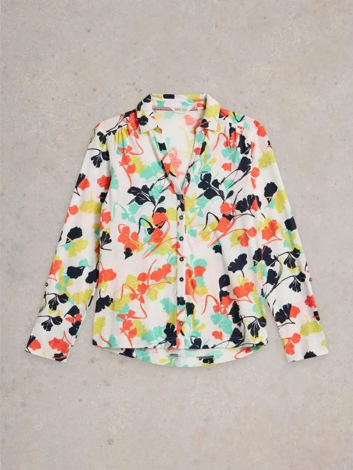 Women ANNIE MID SLEEVE JERSEY SHIRT Ivory Print White Stuff Shirts and Blouses