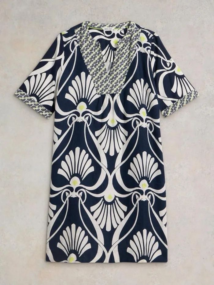 Women Ash Linen Dress Navy Print White Stuff Dresses
