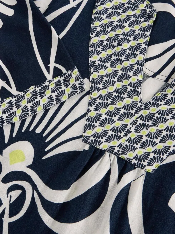 Women Ash Linen Dress Navy Print White Stuff Dresses
