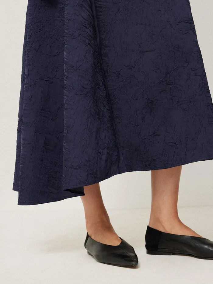 Women Asymmetric Textured Skirt Navy Jigsaw Skirts