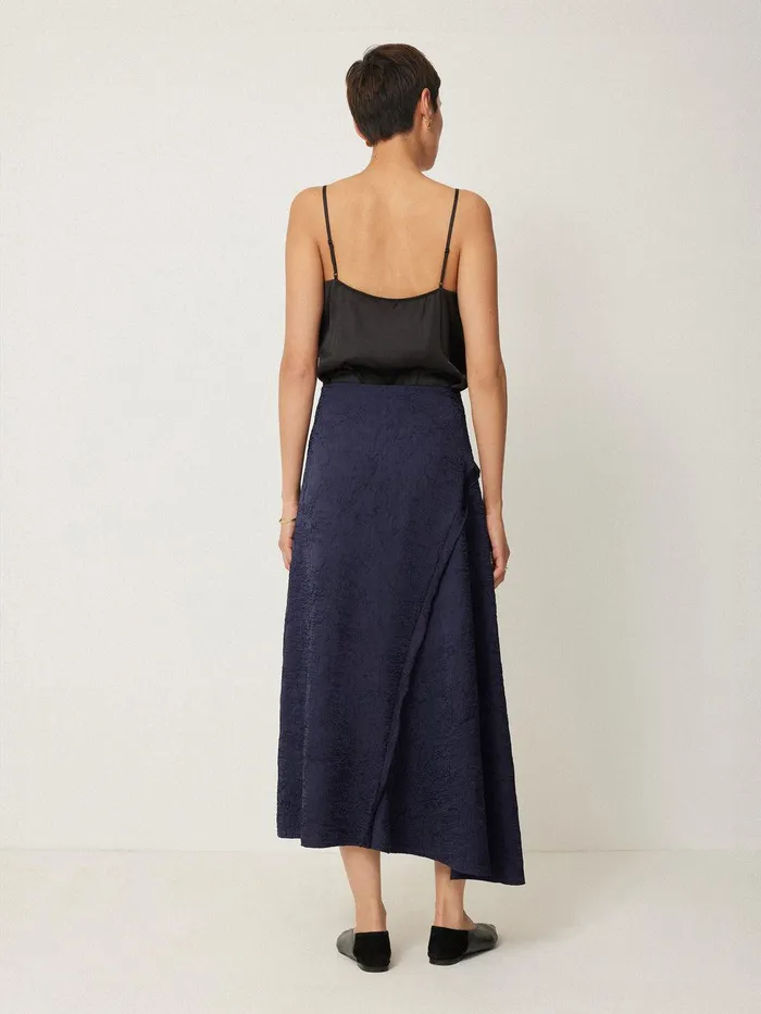 Women Asymmetric Textured Skirt Navy Jigsaw Skirts