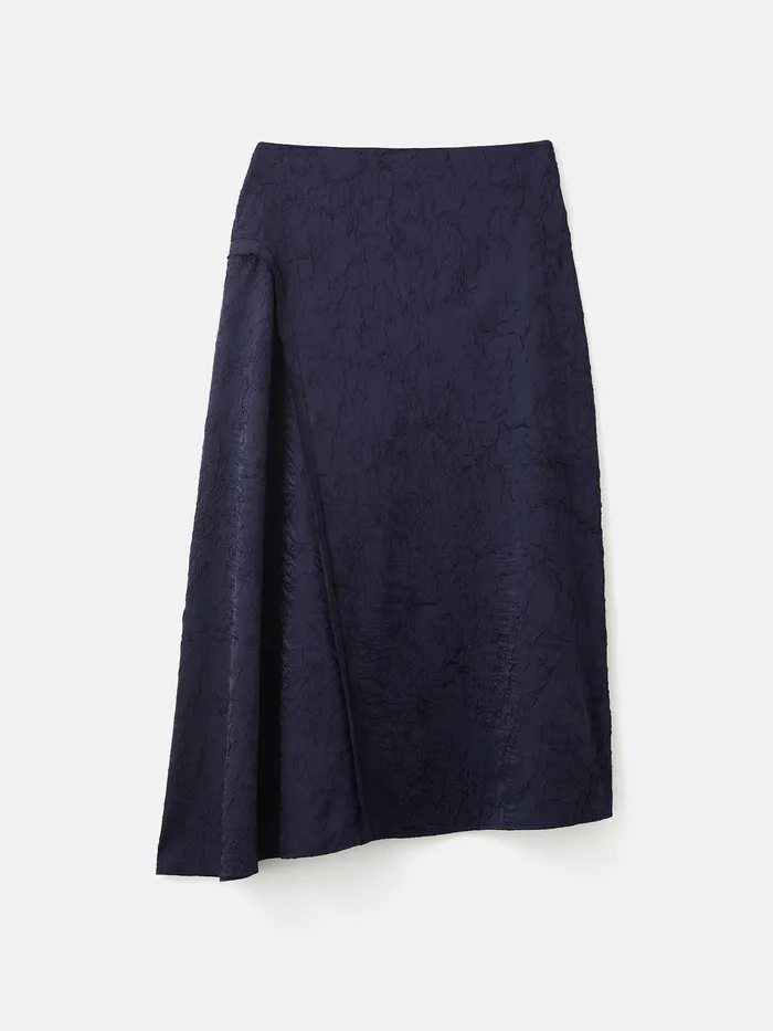 Women Asymmetric Textured Skirt Navy Jigsaw Skirts