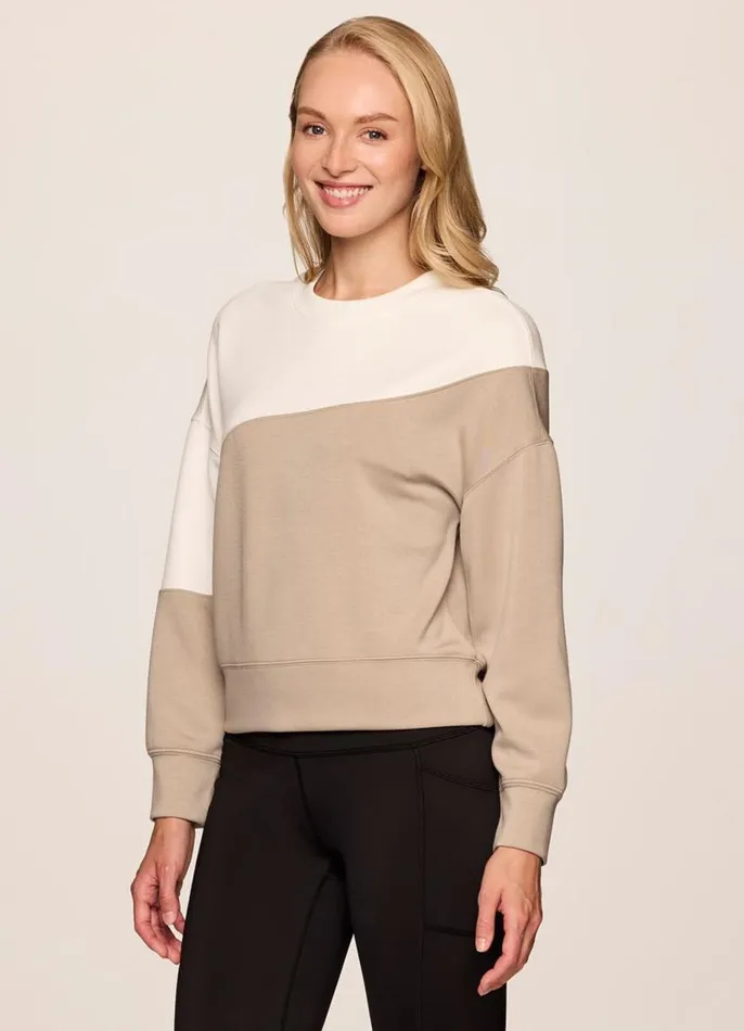 Women At Ease TwoTone Sweatshirt Cream RBX Active Long Sleeve