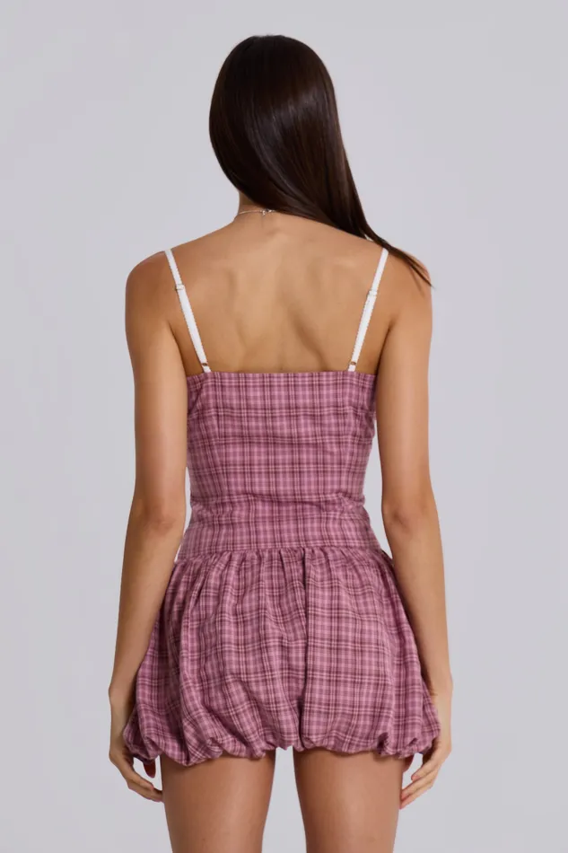 Women Ava Checked Puffball Dress Dresses Jaded London