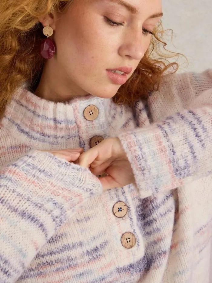 Women BELLA BUTTON JUMPER Ivory Multi White Stuff Knitwear