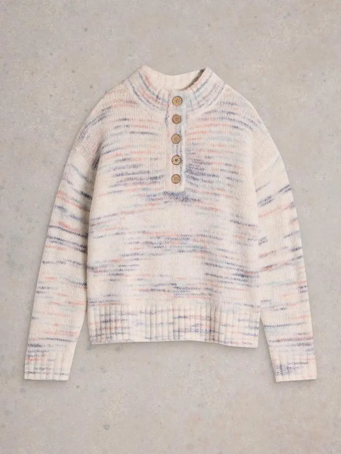 Women BELLA BUTTON JUMPER Ivory Multi White Stuff Knitwear