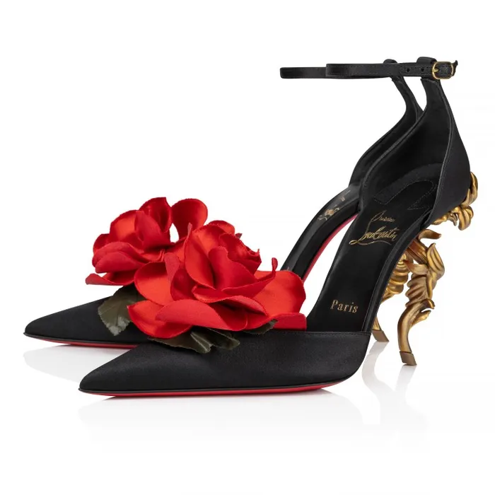 Women Bellarose 100 Mm Strappy Pumps 8211 Crepe Satin 8211 Black Christian Louboutin Pumps