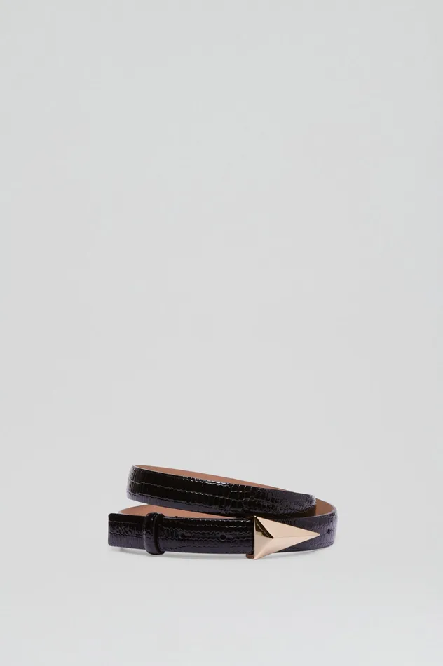 Women Belts Scanlan Theodore EMBOSSED TRIANGLE TRIM BELT 2 BLACK Women Belts Scanlan Theodore EMBOSSED TRIANGLE TRIM BELT 2 BLACK