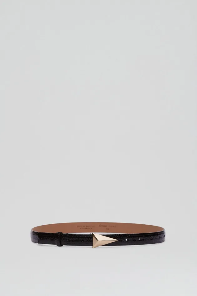 Women Belts Scanlan Theodore EMBOSSED TRIANGLE TRIM BELT 2 BLACK Women Belts Scanlan Theodore EMBOSSED TRIANGLE TRIM BELT 2 BLACK