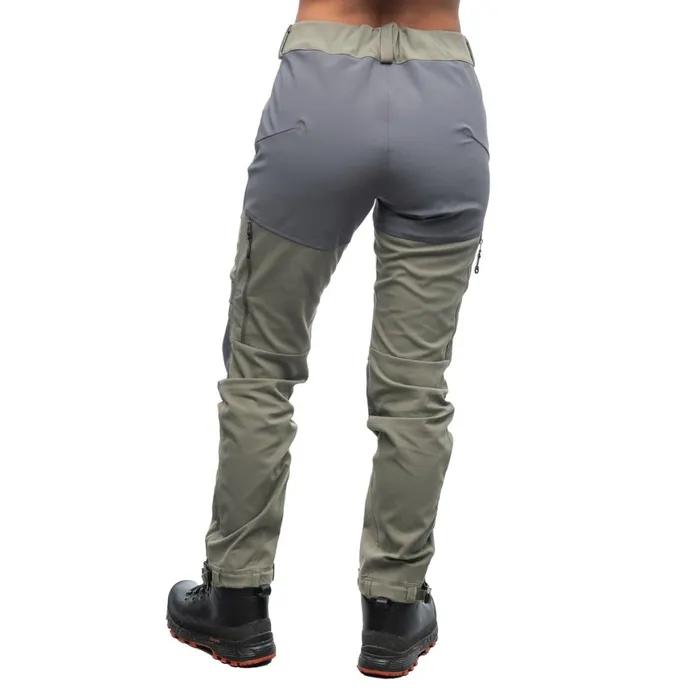 Women Bergans Of Norway Hiking Pants Fjorda Trekking Hybrid W Pants Green Mud Solid Dark Grey