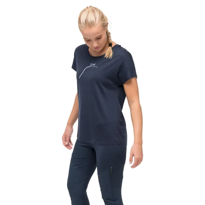 Women Bergans Of Norway TShirts Tind Altitude Merino Tee Navy Blue