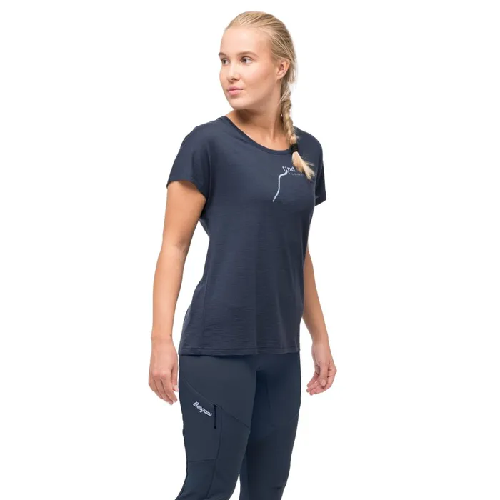 Women Bergans Of Norway TShirts Tind Altitude Merino Tee Navy Blue