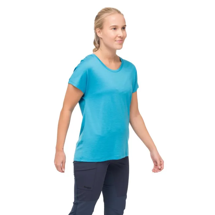 Women Bergans Of Norway TShirts Whenever Merino Tee Aqua Lagoon