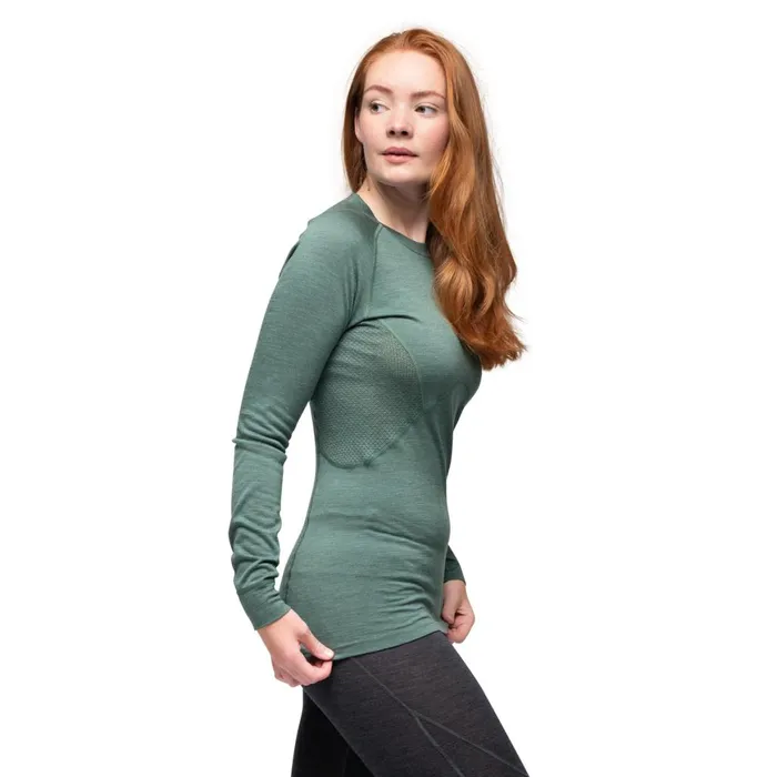 Women Bergans Of Norway Wool Longsleeved Shirts InnerPure W Long Sleeve Dark Jade Green