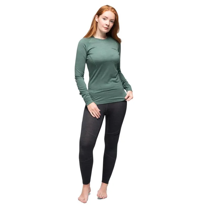 Women Bergans Of Norway Wool Longsleeved Shirts InnerPure W Long Sleeve Dark Jade Green