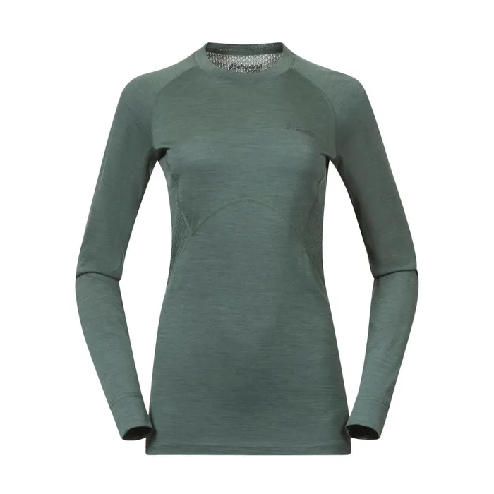 Women Bergans Of Norway Wool Longsleeved Shirts InnerPure W Long Sleeve Dark Jade Green