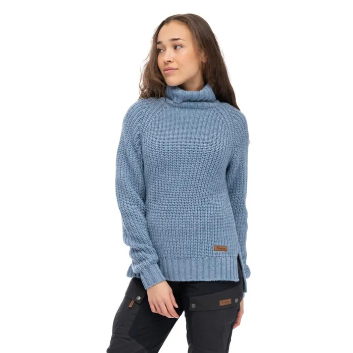 Women Bergans Of Norway Wool Nordmarka Merino High Neck Jumper Husky Blue