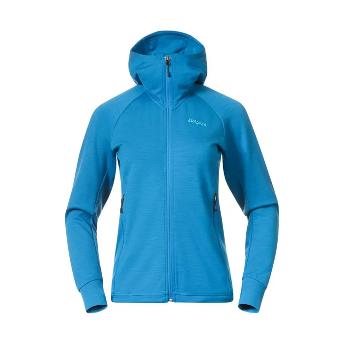 Women Bergans Of Norway Wool Rabot Merino Tech Midlayer Hoodie Dark Aqua Lagoon
