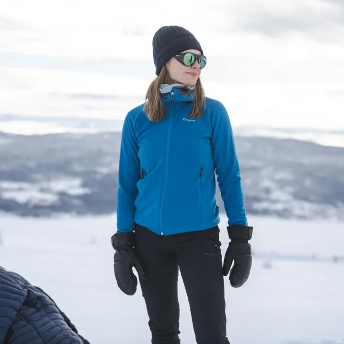 Women Bergans Of Norway Wool Rabot Merino Tech Midlayer Hoodie Dark Aqua Lagoon