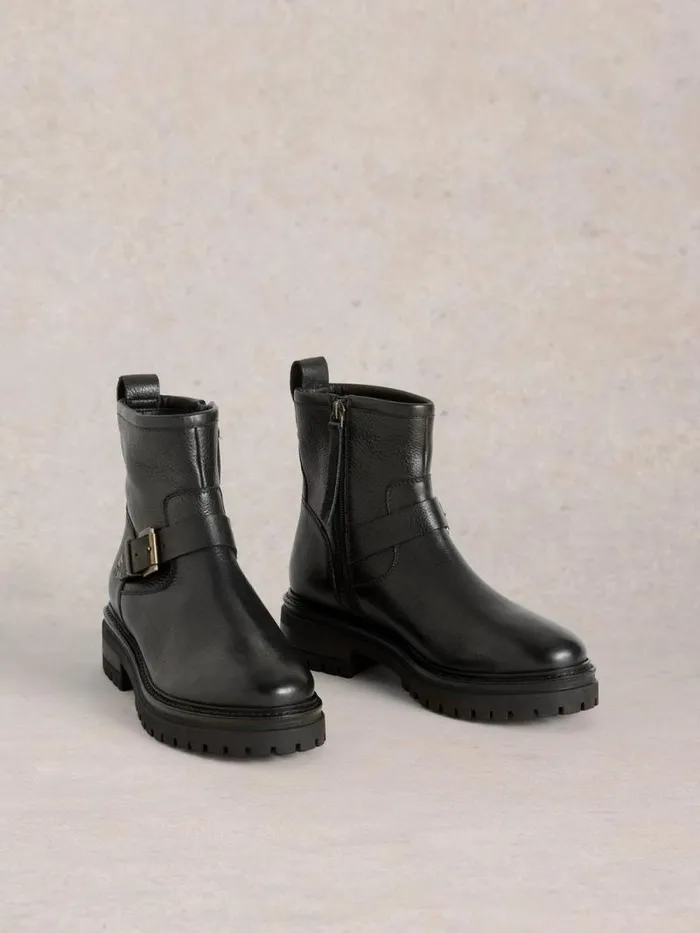 Women Birdy Crop Biker Pure Black White Stuff Boots Women Birdy Crop Biker Pure Black White Stuff Boots
