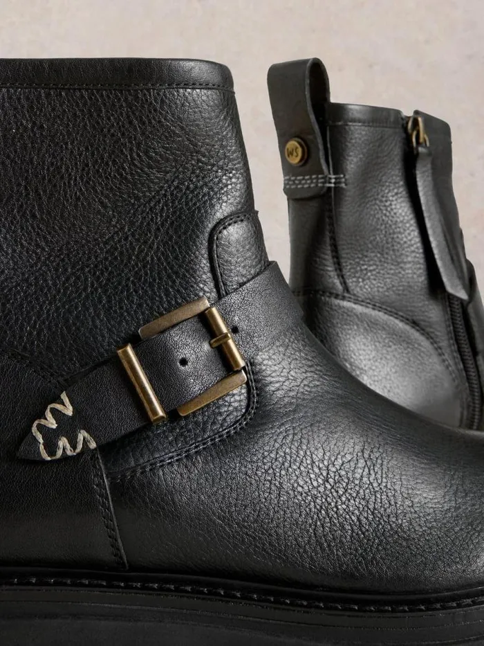 Women Birdy Crop Biker Pure Black White Stuff Boots Women Birdy Crop Biker Pure Black White Stuff Boots