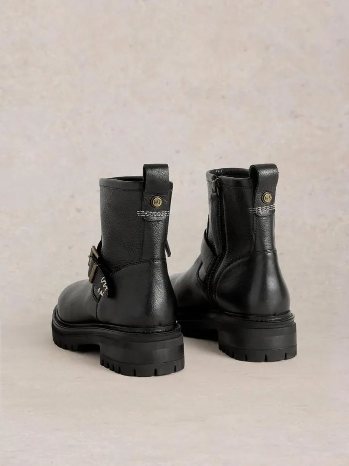 Women Birdy Crop Biker Pure Black White Stuff Boots Women Birdy Crop Biker Pure Black White Stuff Boots