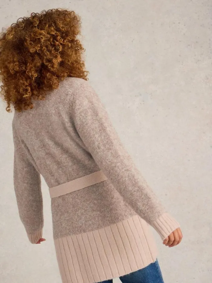 Women BOBBY BOUCLE BELTED CARDI Light Natural White Stuff Knitwear
