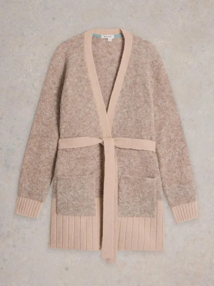 Women BOBBY BOUCLE BELTED CARDI Light Natural White Stuff Knitwear