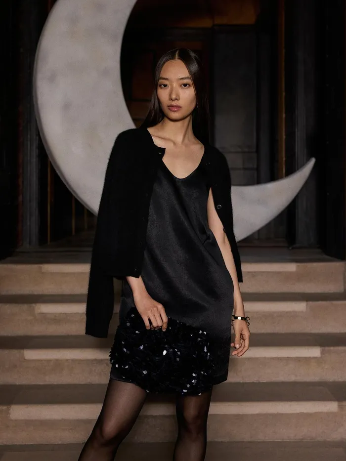 Women Bonded Satin Mini Dress Black Jigsaw Party
