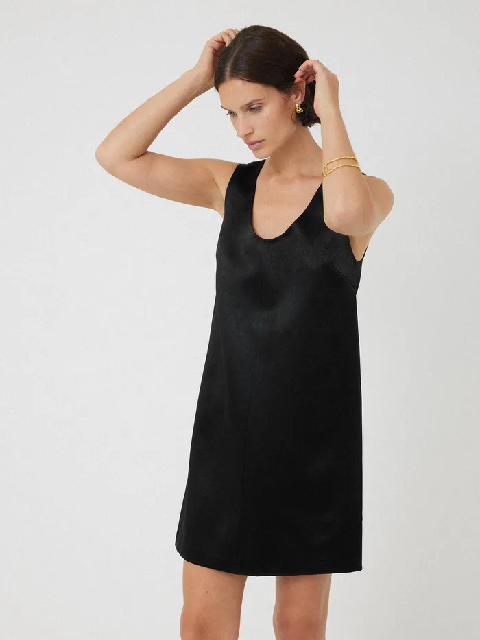Women Bonded Satin Mini Dress Black Jigsaw Party