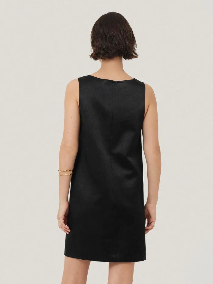 Women Bonded Satin Mini Dress Black Jigsaw Party