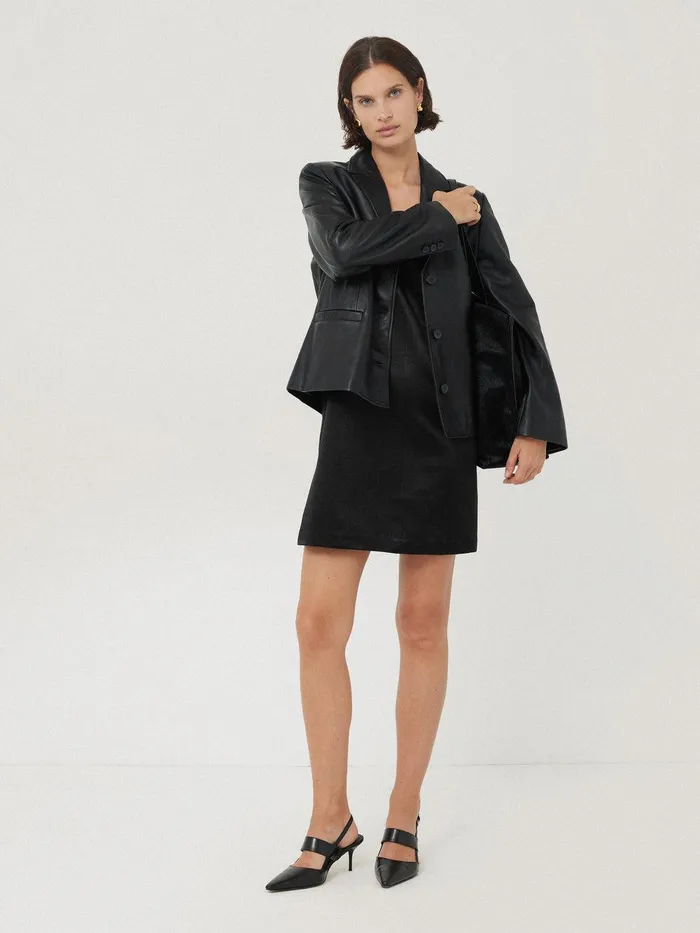 Women Bonded Satin Mini Dress Black Jigsaw Party