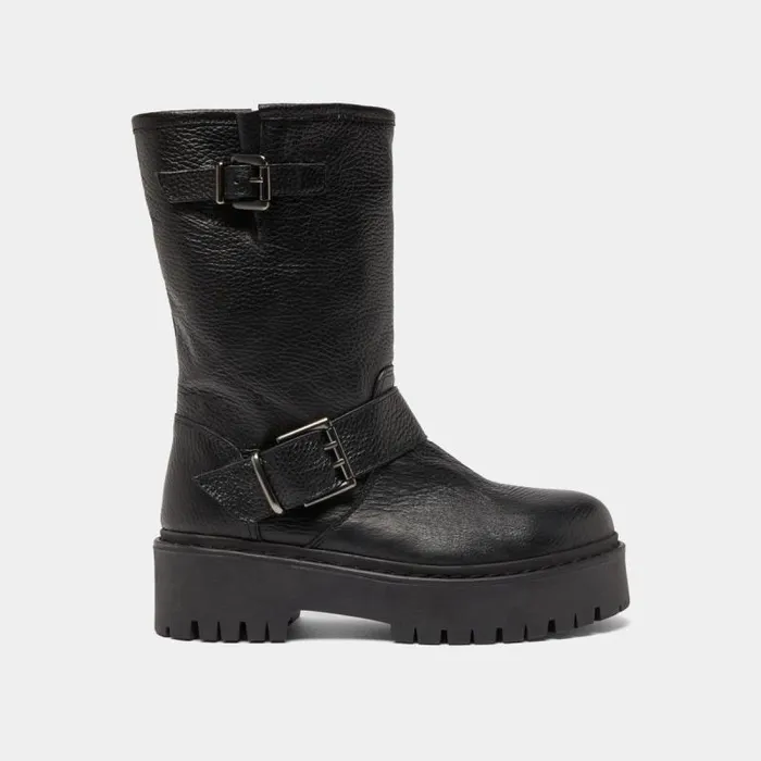 Women Boots With Buckles Black JONAK Boots Thighhigh Boots
